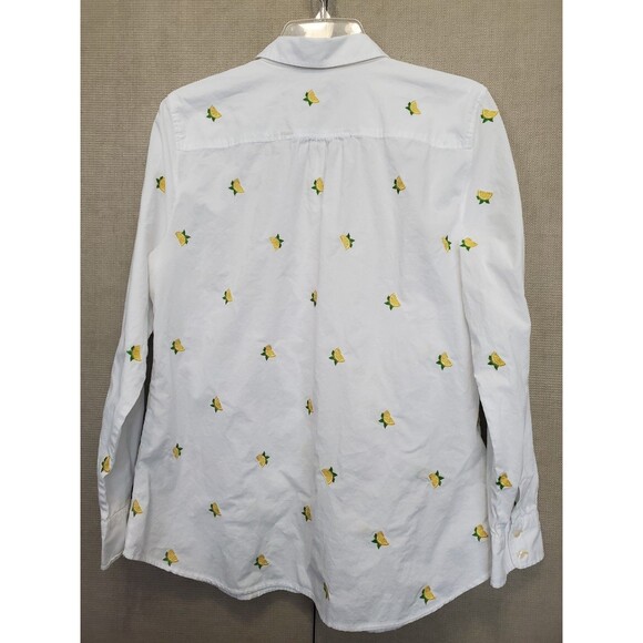 Talbots Cotton White Lemon Embroidered Button-Up Shirt Size Large - Picture 5 of 6